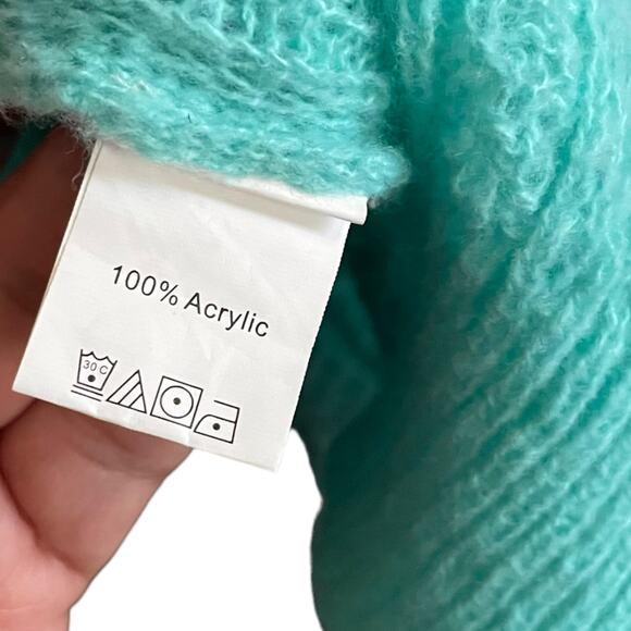 3/$15 Frill Trim Light Blue Fall Cardigan Warm Sweater Medium - Picture 5 of 7